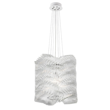 Velaiovra Sculpture Chandelier Clear Fused Artistic Glass & Stainless Steel