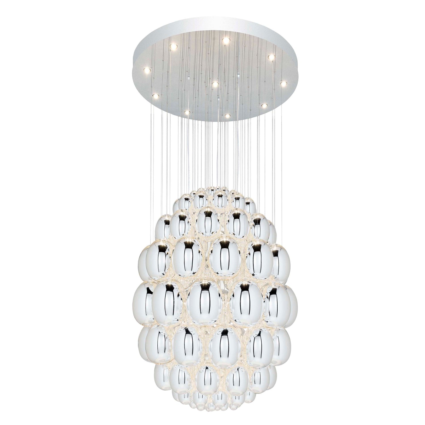 Ciroitor Sculpture Chandelier Hand Blown Glass & Stainless Steel 34.6"D