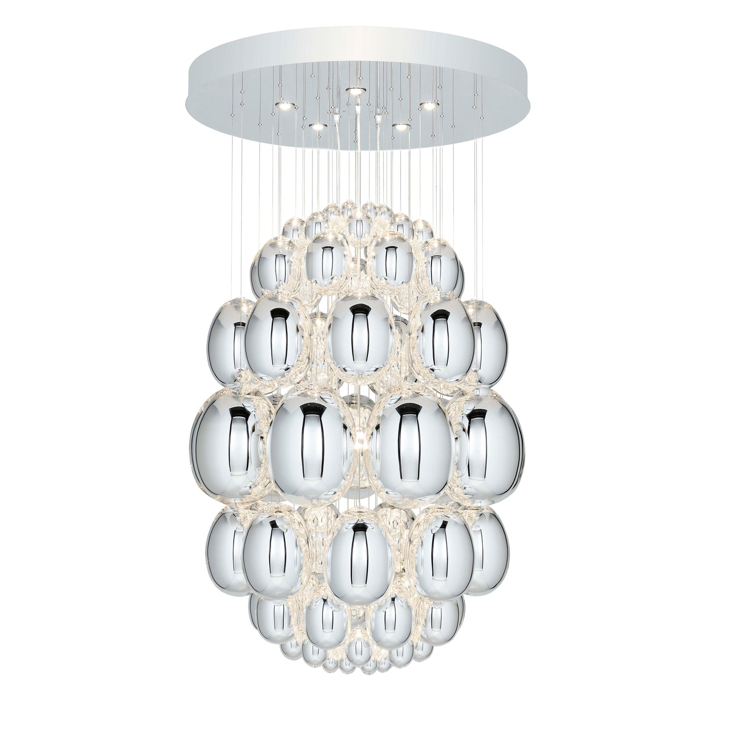 Ciroitor Sculpture Chandelier Hand Blown Glass & Stainless Steel 34.6"D