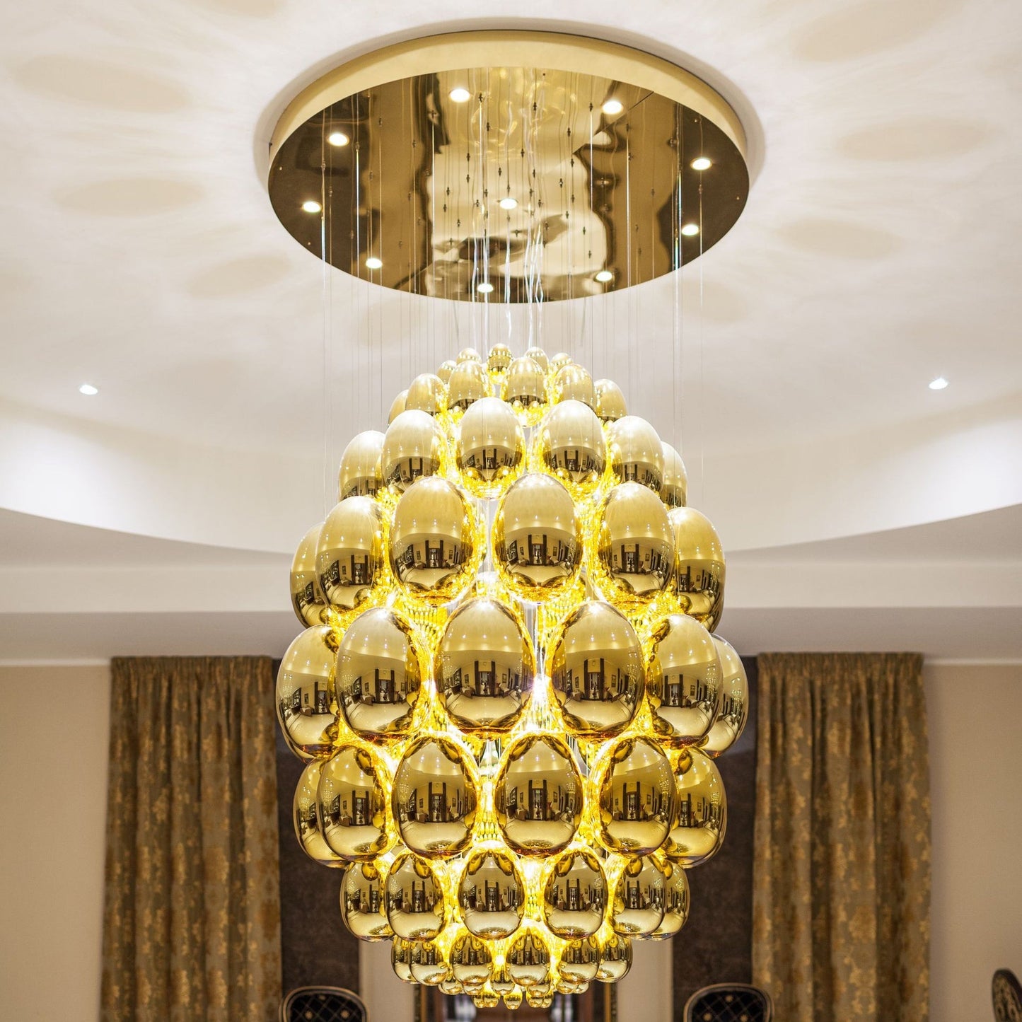 Ciroitor Sculpture Chandelier Hand Blown Glass & Stainless Steel 34.6"D