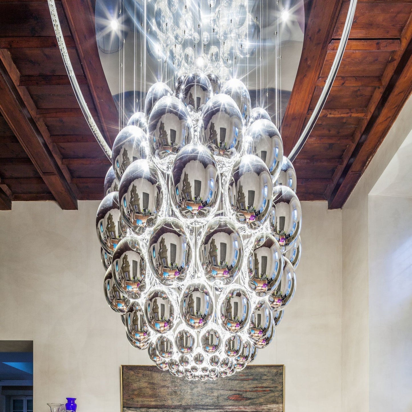 Ciroitor Sculpture Chandelier Hand Blown Glass & Stainless Steel 34.6"D