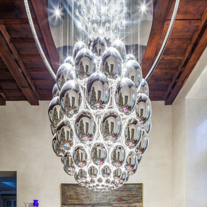 Ciroitor Sculpture Chandelier Hand Blown Glass & Stainless Steel 34.6"D