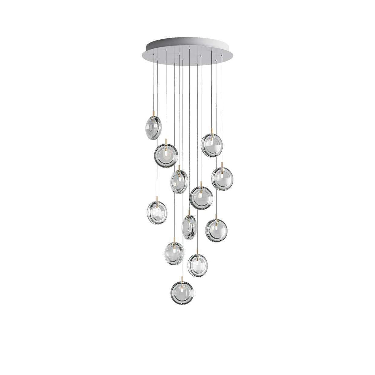 Calalen Round LED Chandelier Pressed Glass & Metal 12.8"D