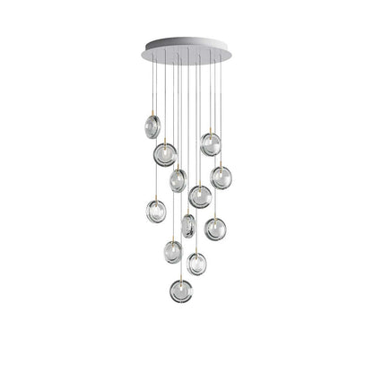 Calalen Round LED Chandelier Pressed Glass & Metal 12.8"D