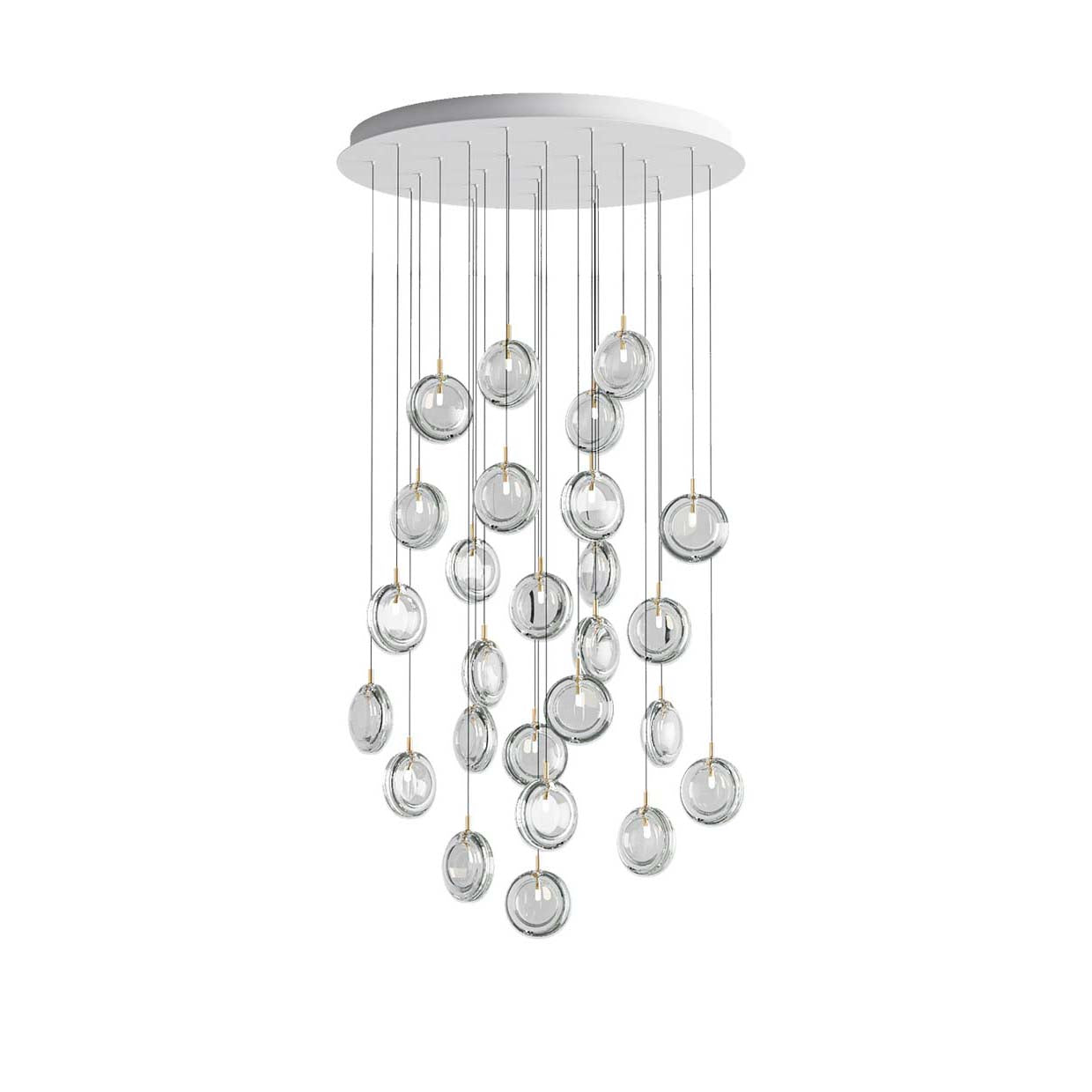 Calalen Round LED Chandelier Pressed Glass & Metal 12.8"D