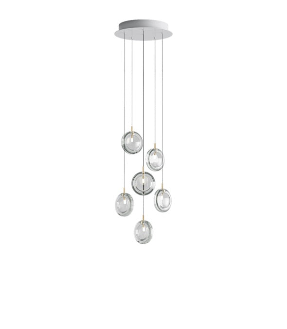Calalen Round LED Chandelier Pressed Glass & Metal 12.8"D