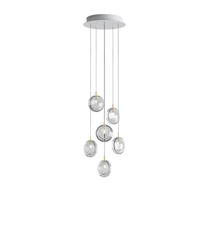 Calalen Round LED Chandelier Pressed Glass & Metal 12.8"D