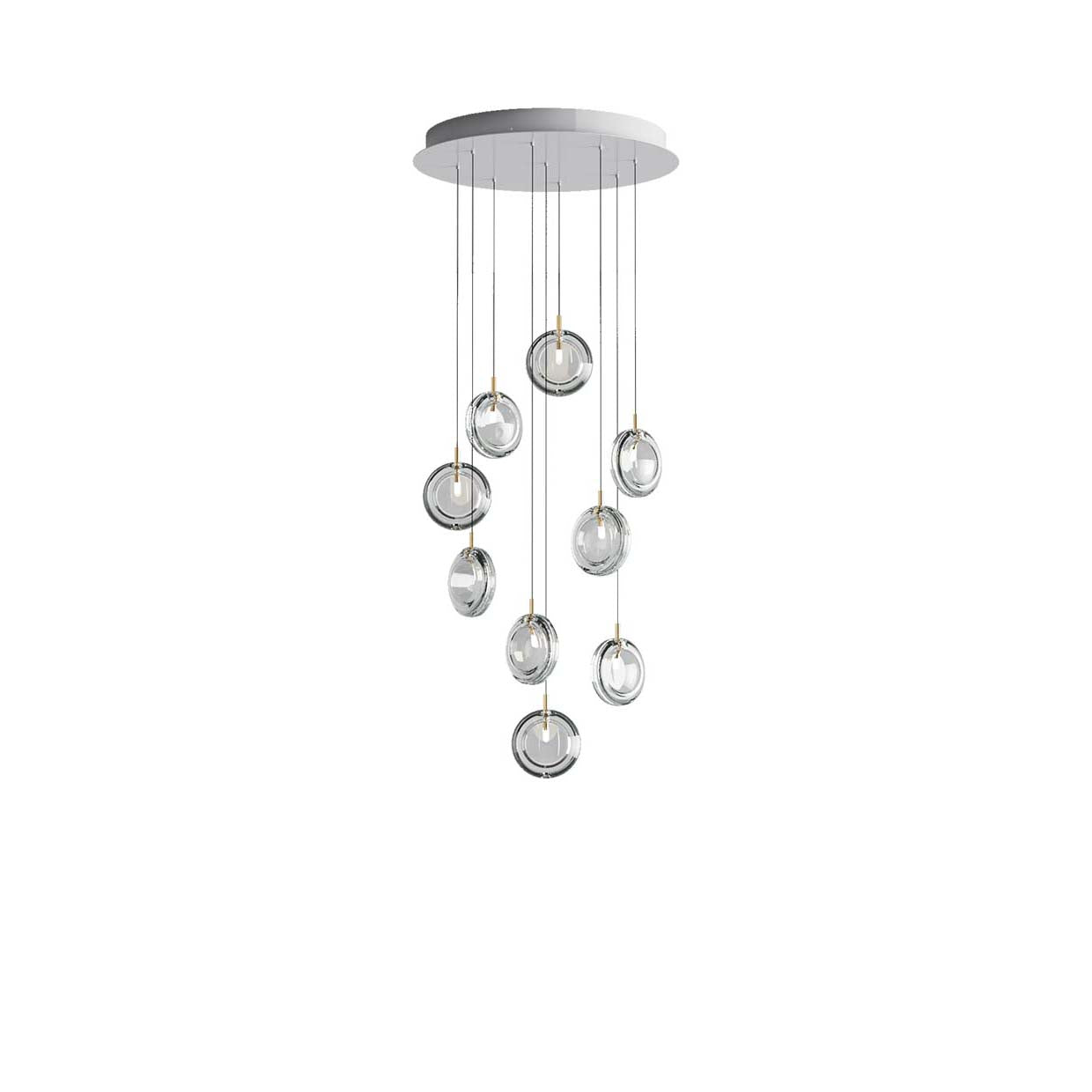 Calalen Round LED Chandelier Pressed Glass & Metal 12.8"D