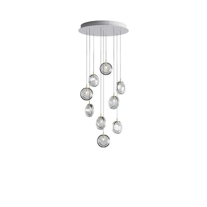 Calalen Round LED Chandelier Pressed Glass & Metal 12.8"D
