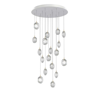 Calalen Round LED Chandelier Pressed Glass & Metal 12.8"D
