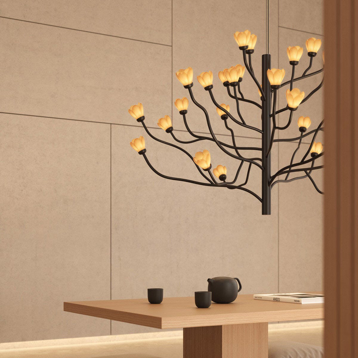 Zenelora LED Chandelier Porcelain & Aluminum 55"D
