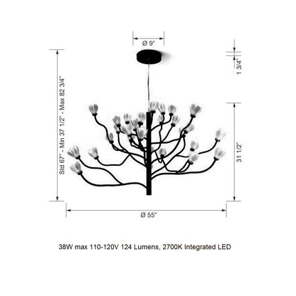 Zenelora LED Chandelier Porcelain & Aluminum 55"D