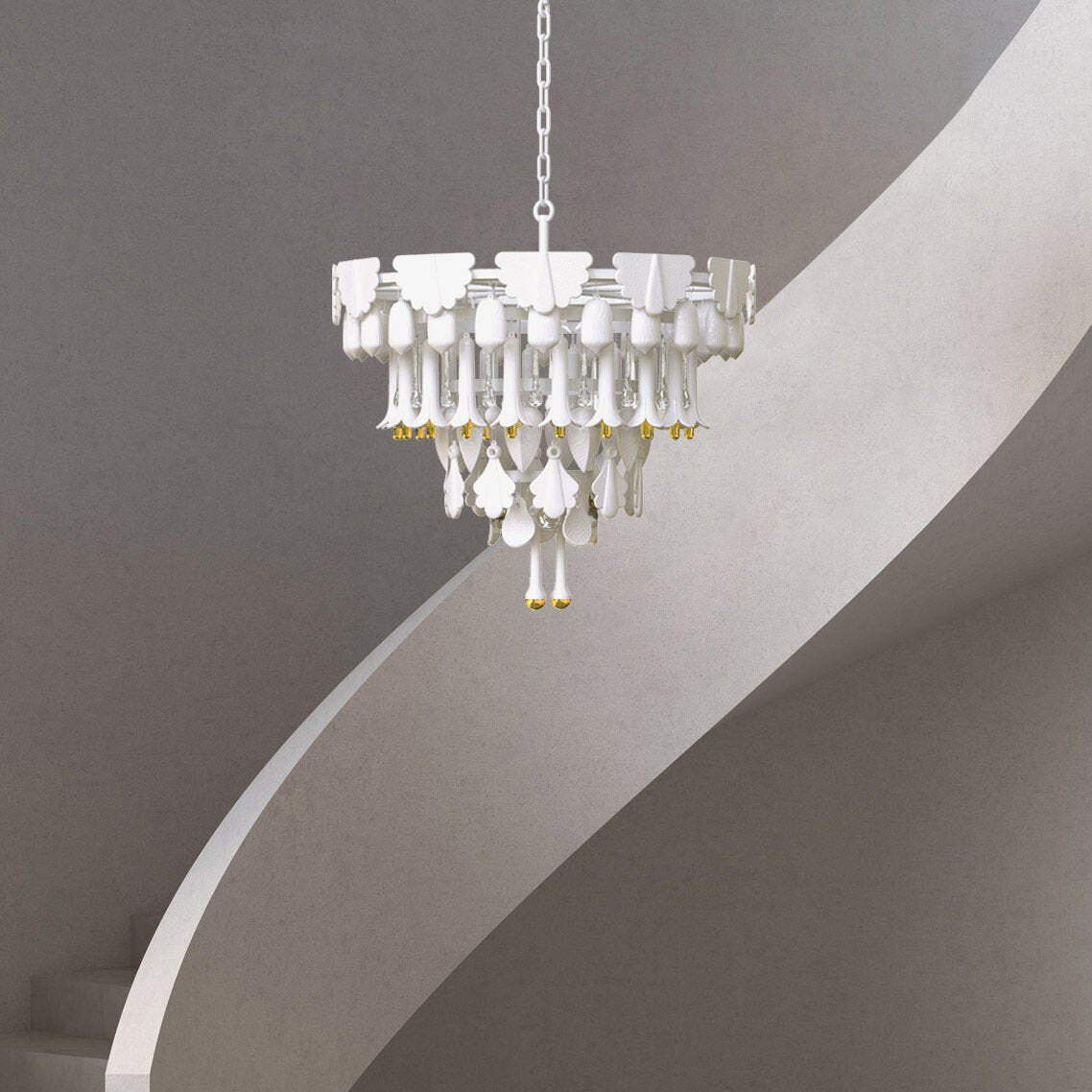 Lunovia Chandelier Glass & Porcelain & Metal