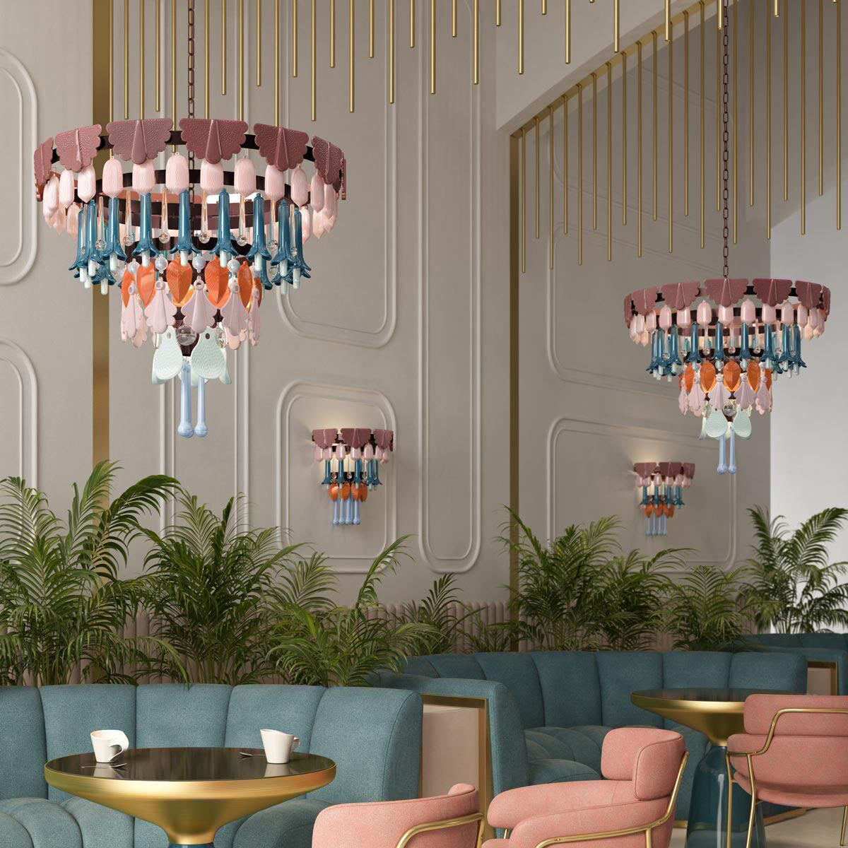 Lunovia Chandelier Glass & Porcelain & Metal