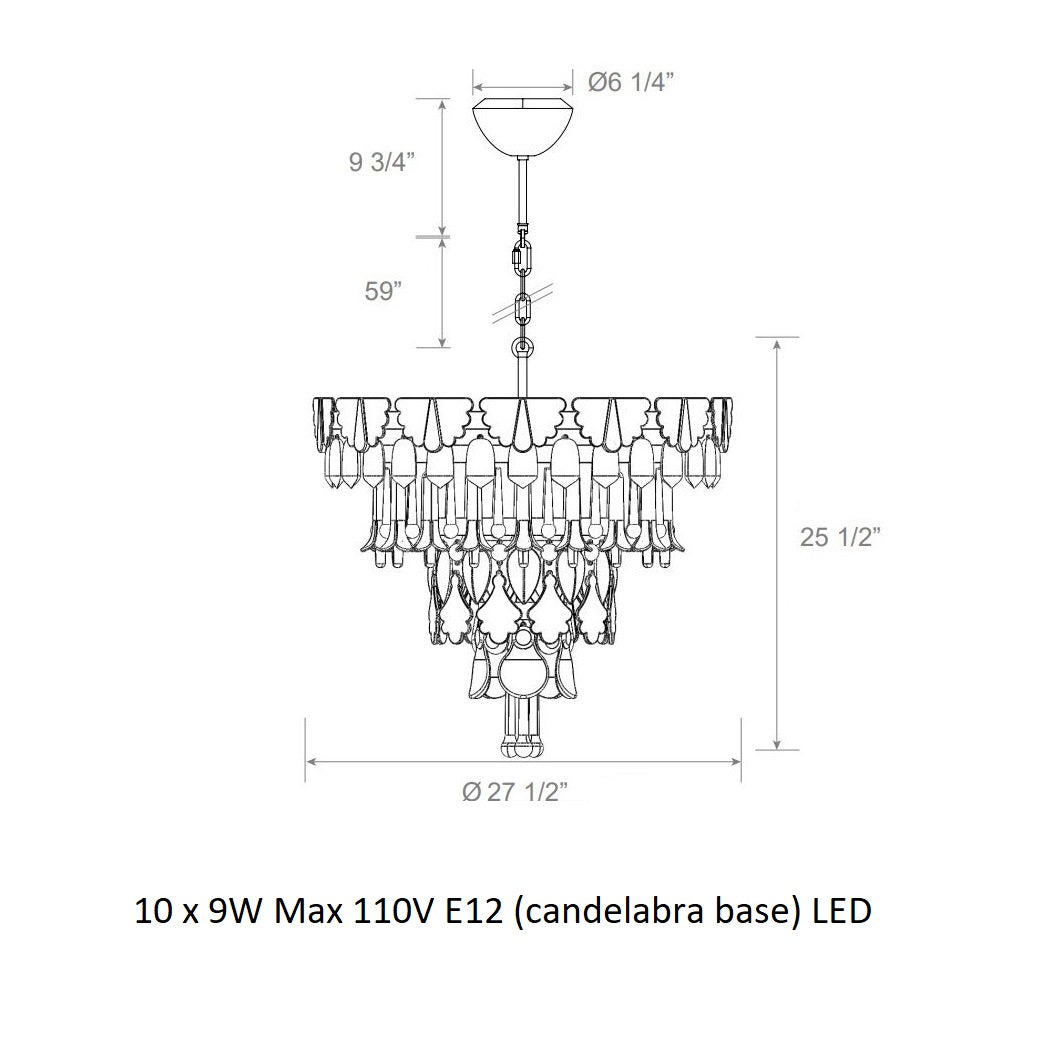 Lunovia Chandelier Glass & Porcelain & Metal