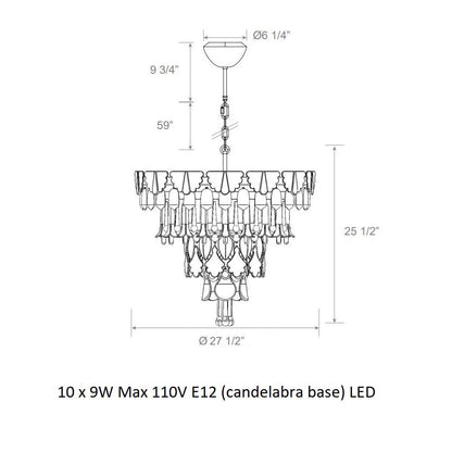 Lunovia Chandelier Glass & Porcelain & Metal