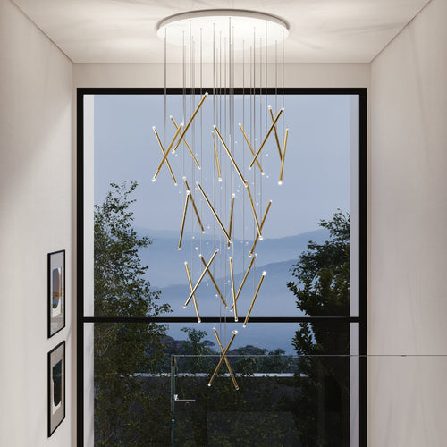 Norocyn Nano Duo Multi-Light Round Chandelier Aluminum & Steel