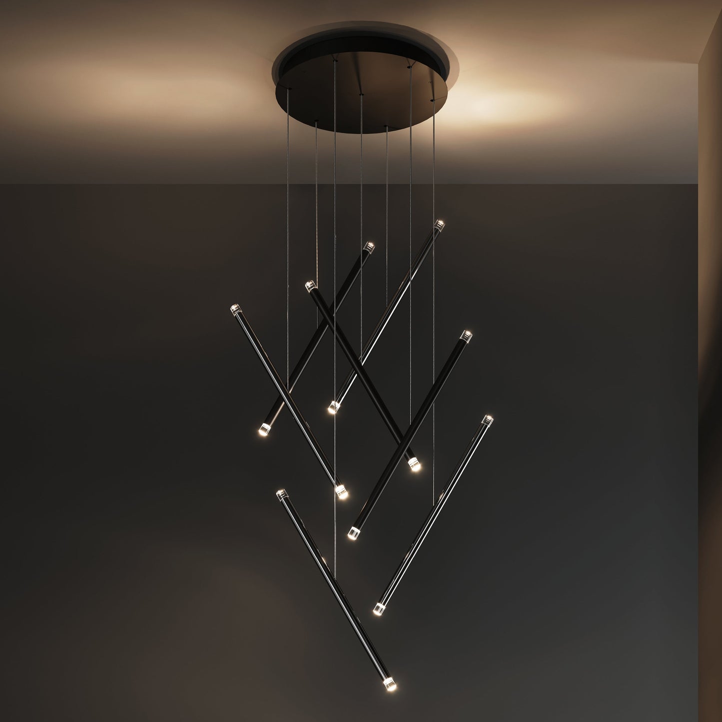 Norocyn Nano Duo Multi-Light Round Chandelier Aluminum & Steel