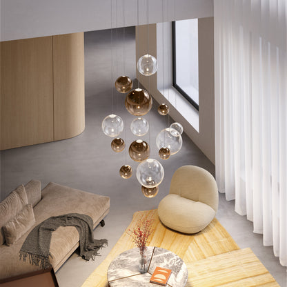 Aviulora Solo Multi-Light Round Chandelier Blown Glass & Steel