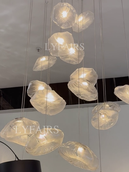 Extra Large Nordic Minimalist Glass Cloud Decorative Chandelier for Stairs/Living Room/High-ceiling Room