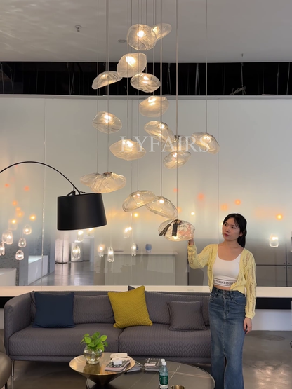 Extra Large Nordic Minimalist Glass Cloud Decorative Chandelier for Stairs/Living Room/High-ceiling Room
