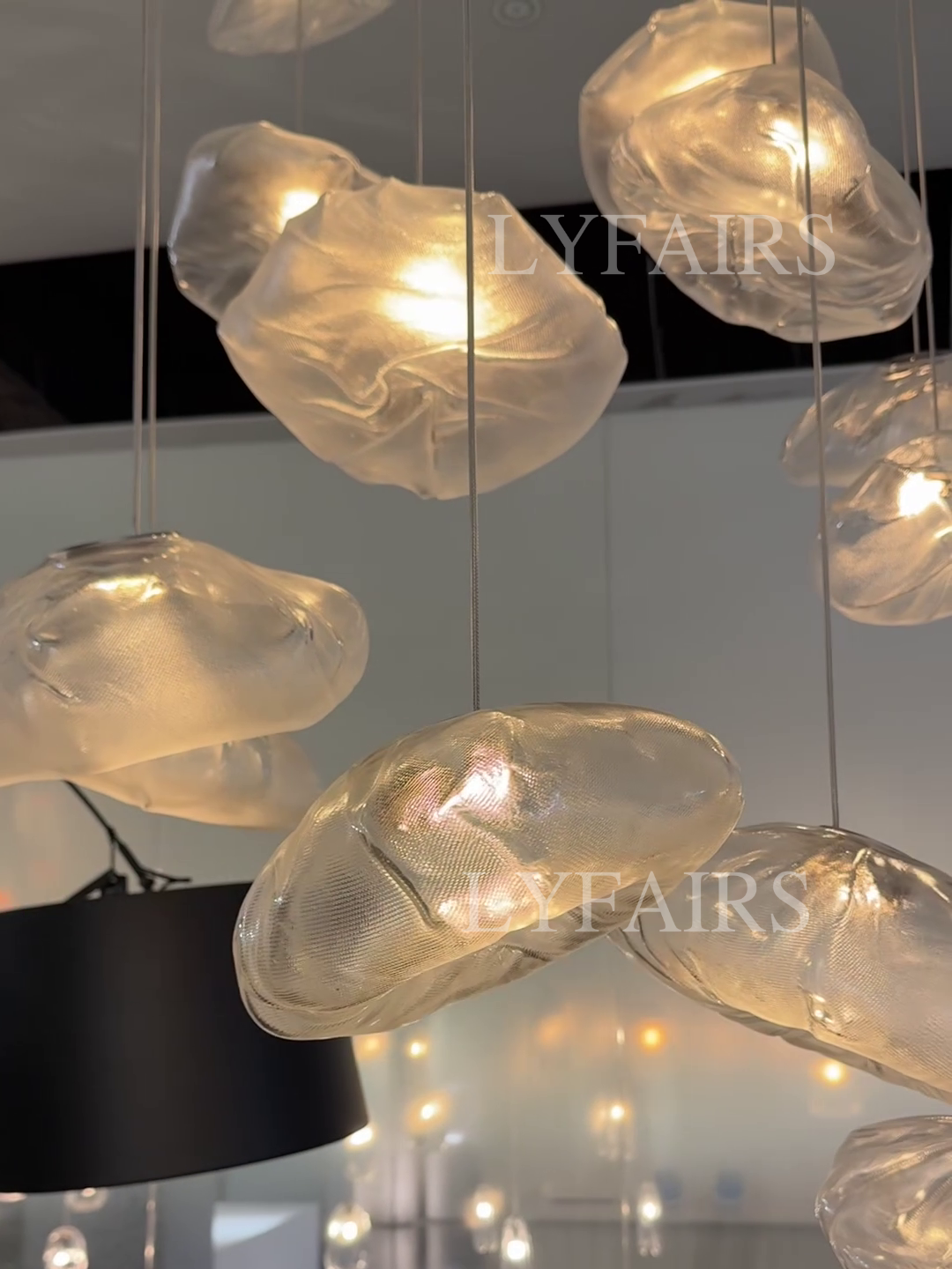 Extra Large Nordic Minimalist Glass Cloud Decorative Chandelier for Stairs/Living Room/High-ceiling Room