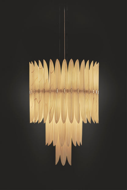 Kaioumond Chandelier Wood Veneer & Metal 34"D