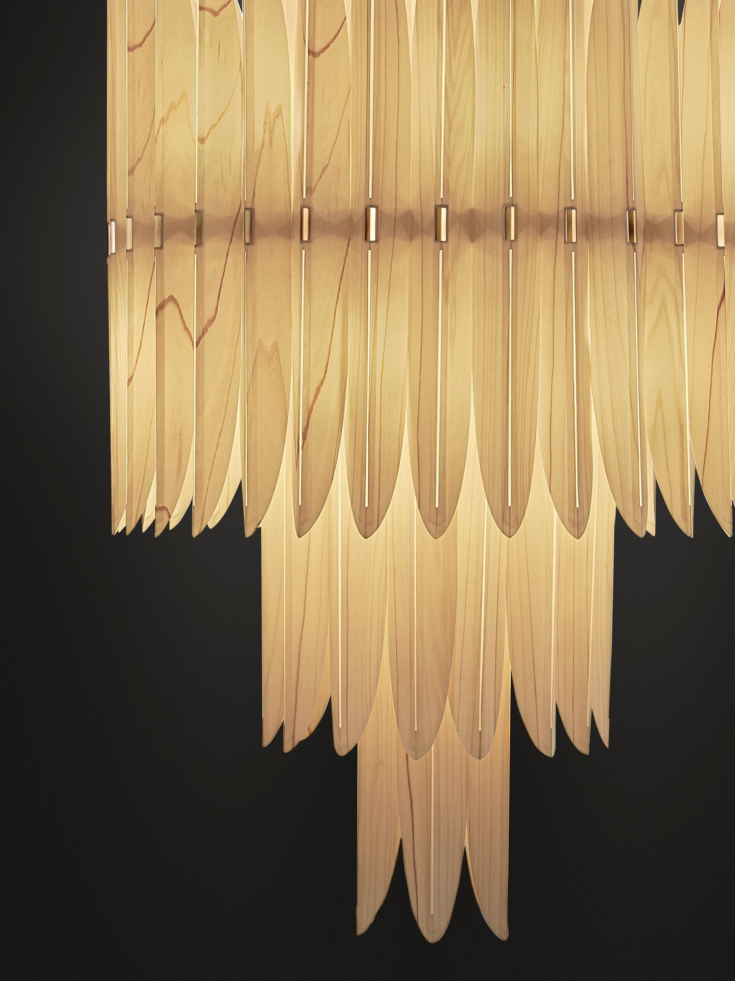 Kaioumond Chandelier Wood Veneer & Metal 34"D