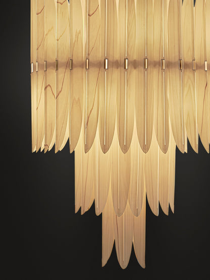 Kaioumond Chandelier Wood Veneer & Metal 34"D