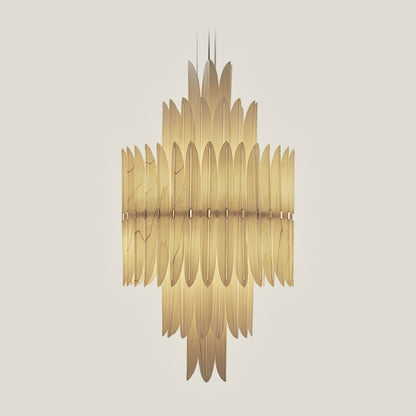 Kaioumond Chandelier Wood Veneer & Metal 34"D