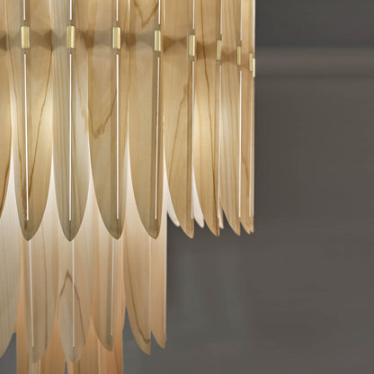 Kaioumond Chandelier Wood Veneer & Metal 34"D