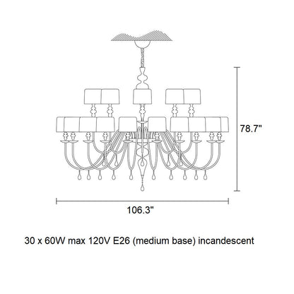 Elaelune S20 Chandelier Resin & Polyurethane Structure. Aluminum Lamp Shades 106.3"D