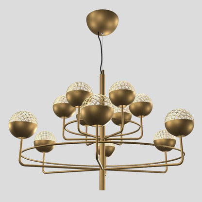 Arivra Round LED Chandelier Painted Metal Structure & Metal Mesh Diffusers 37.8"D