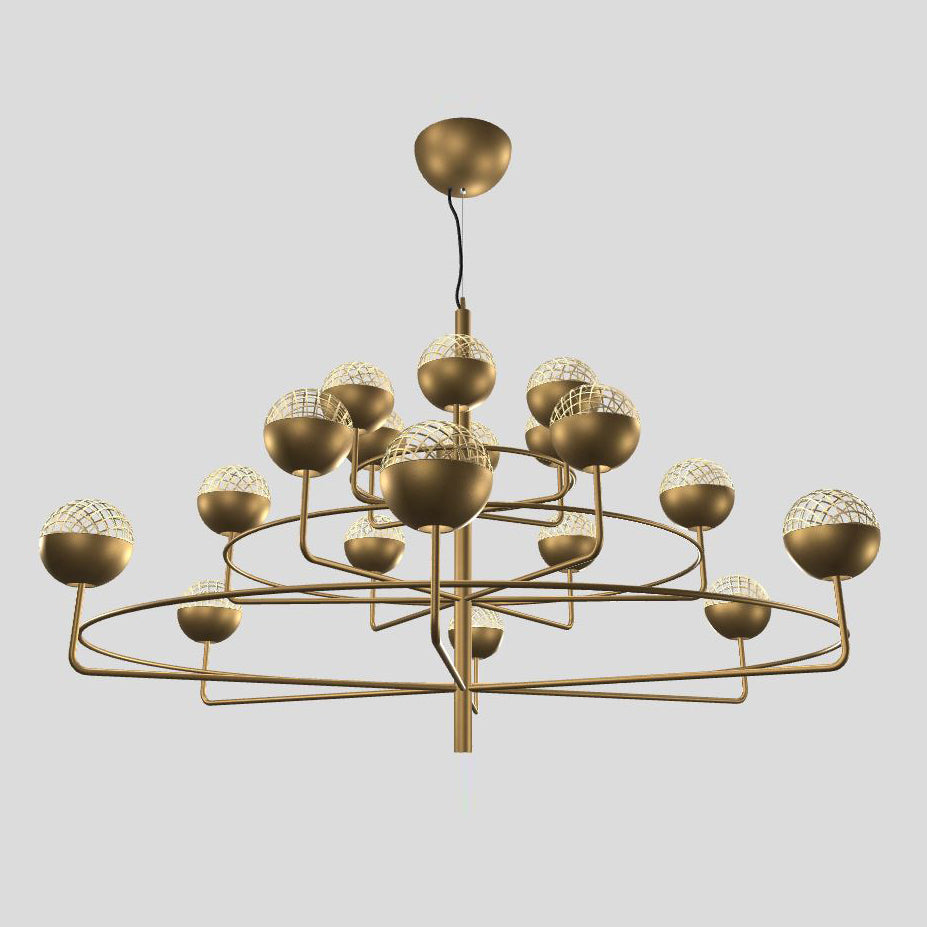 Arivra Round LED Chandelier Painted Metal Structure & Metal Mesh Diffusers 37.8"D