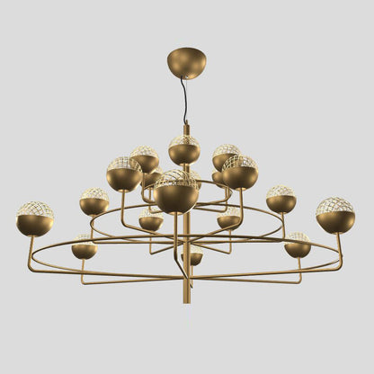 Arivra Round LED Chandelier Painted Metal Structure & Metal Mesh Diffusers 37.8"D