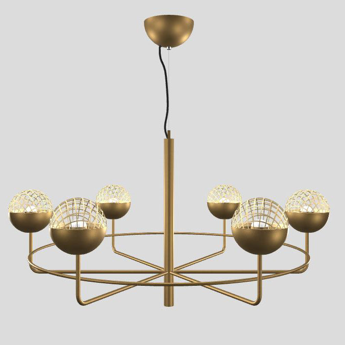 Arivra Round LED Chandelier Painted Metal Structure & Metal Mesh Diffusers 37.8"D