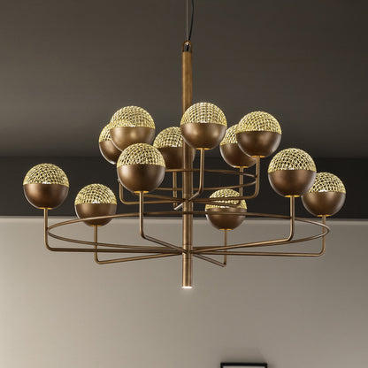 Arivra Round LED Chandelier Painted Metal Structure & Metal Mesh Diffusers 37.8"D