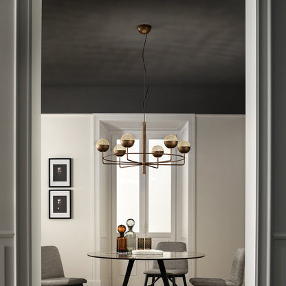 Arivra Round LED Chandelier Painted Metal Structure & Metal Mesh Diffusers 37.8"D