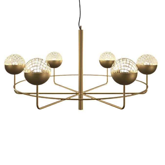 Arivra Round LED Chandelier Painted Metal Structure & Metal Mesh Diffusers 37.8"D