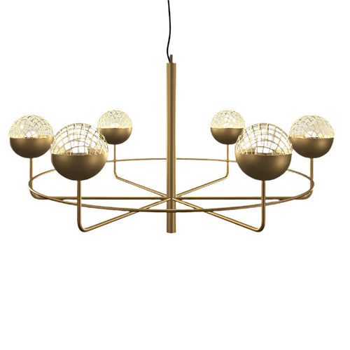 Arivra Round LED Chandelier Painted Metal Structure & Metal Mesh Diffusers 37.8"D