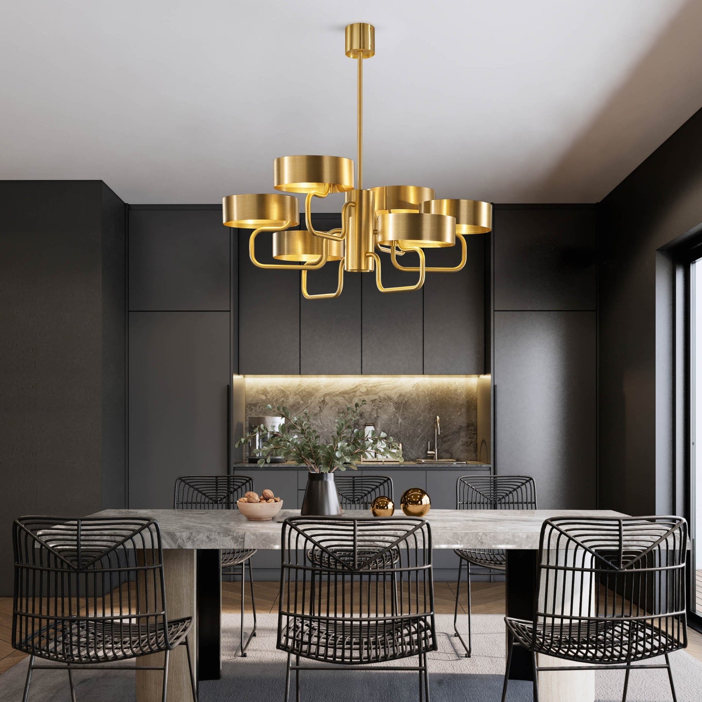 Eonitara Chandelier Metal Structure & Decorated Glass Diffuser 43.3"D