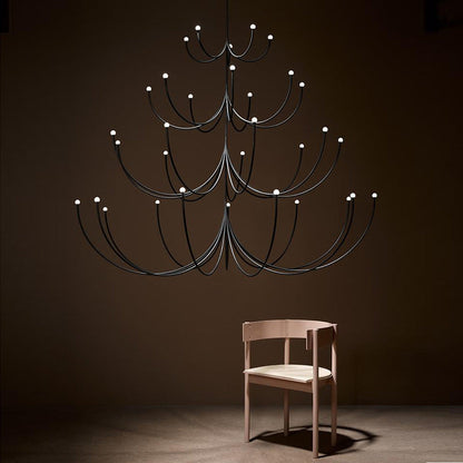 Galoulume Multi-Tier Chandelier Brass & Glass 35.4"D