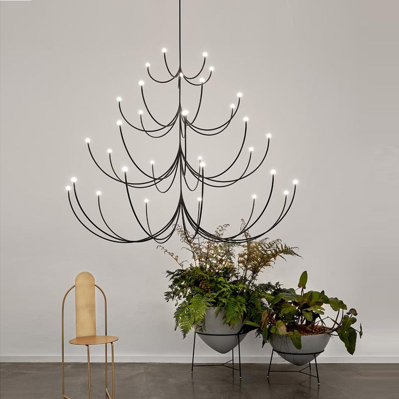 Galoulume Multi-Tier Chandelier Brass & Glass 35.4"D
