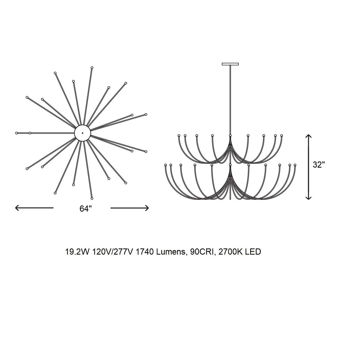 Galoulume Multi-Tier Chandelier Brass & Glass 35.4"D