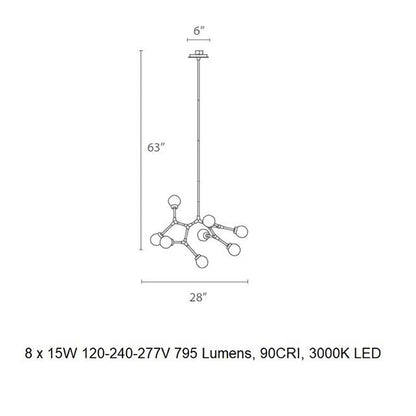 Astraolune LED Chandelier Aluminum & Glass 28"W