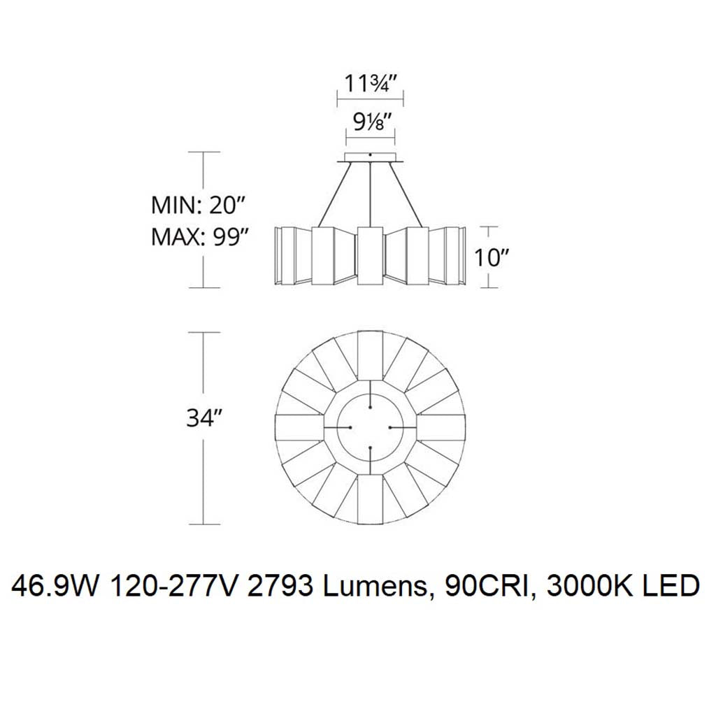 Ioneimere LED Chandelier Aluminum & Acrylic 34"D