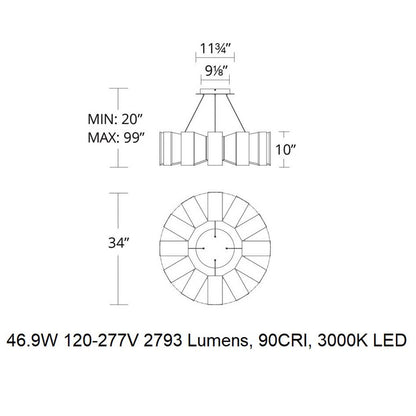 Ioneimere LED Chandelier Aluminum & Acrylic 34"D