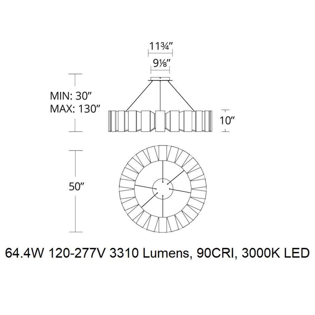 Ioneimere LED Chandelier Aluminum & Acrylic 34"D