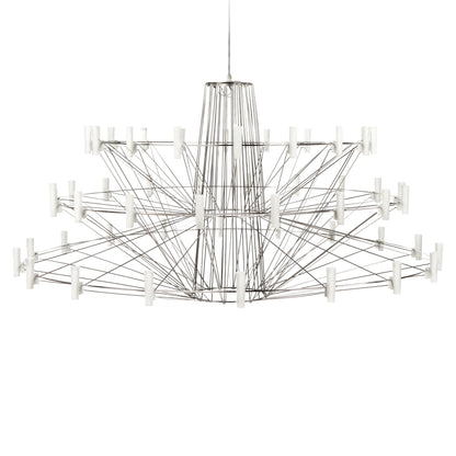 Oreilume Chandelier Electrolytic Polished Stainless Steel Frame. Poly Carbonate Shades & Suspension Bracket 26.7"D