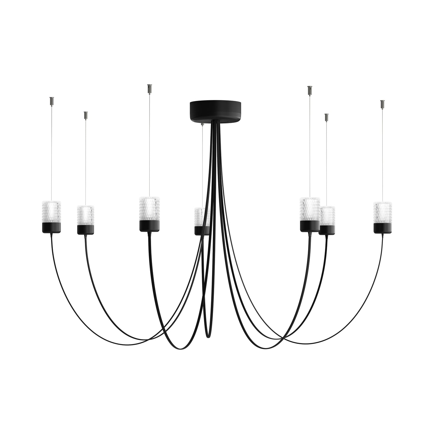 Ulynar Chandelier Facetted Glass With Powder Coated Steel Light Unit & Ultra-thin Suspension Wire & Braided Flat Cable 50"D